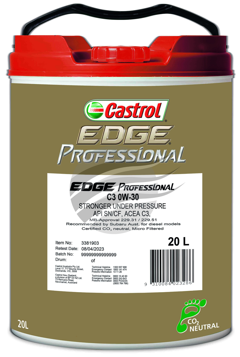 Castrol EDGE Professional C3 0W-30 20L $321.99 – Lyto